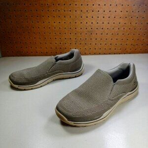 Skechers mens dark khaki Gomel relaxed fit mesh loafers 9.5 M EUC